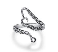 KINGWHYTE Anello vichingo da uomo, in argento Sterling 925, regolabile, vintage, regalo di compleanno per donne, 8, Argento sterling