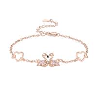 KINGWHYTE Bracciale da donna con fenicottero, in argento Sterling 925, oro rosa, con fenicottero, idea regalo per donne, 7in +2in, Argento sterling, Zirconia cubica