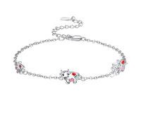 KINGWHYTE Bracciale da donna in argento sterling 925, regolabile, con animali, idea regalo per donne, bambini, ragazze, figlie, Argento