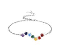KINGWHYTE Braccialetto Om in argento Sterling 925, 7 chakra, gioiello per yoga, regalo di compleanno per mamma, donna, ragazza, 7 inches, Argento sterling