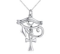 KINGWHYTE Collana Ankh in argento sterling Croce egiziana L'occhio di Horus Collana con ciondolo da donna