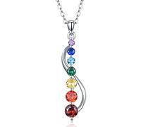 KINGWHYTE Collana chakra/Om in argento Sterling 925, gioiello per chakra, guarigione, bilanciamento, collana per uomini, donne e ragazze, 45,7 cm + 5,1 cm catena in argento, Argento sterling