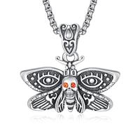 KINGWHYTE Collana con ciondolo a forma di falena, farfalla, gufo, in argento Sterling 925, con teschio, testa di morte, falena, farfalla, gufo, collana gotica, gioielli con animali, regalo per donne e