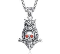 KINGWHYTE Collana con ciondolo a forma di falena, farfalla, gufo, in argento Sterling 925, con teschio, testa di morte, falena, farfalla, gufo, collana gotica, gioielli con animali, regalo per donne e