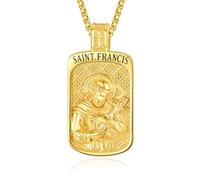 KINGWHYTE Collana con San Michele/San Cristoforo, in argento Sterling S925, con ciondolo a forma di arco di San Michele, protegge gli Stati Uniti, regalo di laurea per donne e uomini, rettangolare, in