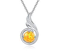 KINGWHYTE Collana in argento sterling 925 con opale e fenice principessa, ciondolo opale per donne, pietra portafortuna, regalo di compleanno per voi - 18" + 2" catena in argento, Argento sterling
