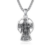KINGWHYTE St Gabriel - Collana da uomo e donna, in argento Sterling 925, con ciondolo a forma di croce di San Gabriel Celtico, protezione dei gioielli cattolici, regalo per uomini e donne