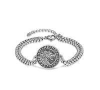 KINGWHYTE St Michael/St Christopher/bussola/vichingo, bracciale regolabile in argento Sterling 925, regalo di compleanno per uomini e donne, Argento sterling, Senza Gemstone