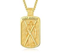KINGWHYTE St Michael/St Christopher S925 - Collana in argento Sterling con ciondolo a forma di santa catena, per donne e uomini, rettangolari, Argento sterling