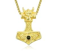 KINGWHYTE Thor - Collana da uomo in argento sterling 925, con ciondolo a forma di runa vichinga, stile nordico, stile vichingo, idea regalo per uomini, Argento sterling