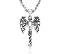 KINGWHYTE Thor - Collana da uomo in argento sterling 925, con ciondolo a forma di runa vichinga, stile nordico, stile vichingo, idea regalo per uomini, Argento sterling