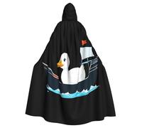 Kingww Little White Duck On The Ship, mantello con cappuccio per Halloween per uomini e donne: mantello leggero in poliestere con cappuccio, perfetto per cosplay, Halloween e feste in costume
