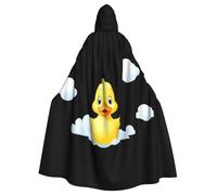 Kingww Little Yellow Duck On The Cloud Mantello con cappuccio per Halloween per uomini e donne: mantello leggero in poliestere con cappuccio, perfetto per cosplay, Halloween e feste in costume