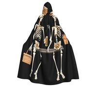 Kingww Mantello con cappuccio con scheletri per una gita primaverile di Halloween per uomini e donne: mantello leggero in poliestere con cappuccio, perfetto per cosplay, Halloween e feste in costume