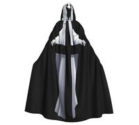 Kingww Mantello con cappuccio per Halloween con fantasma dietro la croce, per uomini e donne: mantello leggero in poliestere con cappuccio, perfetto per cosplay, Halloween e feste in costume