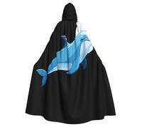 Kingww Mantello con cappuccio per Halloween con piccolo delfino che si dirige la palla, per uomini e donne: mantello leggero in poliestere con cappuccio, perfetto per cosplay, Halloween e feste in