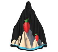 Kingww Red Fruit On The Cliff Mantello con cappuccio per Halloween per uomini e donne: mantello leggero in poliestere con cappuccio, perfetto per cosplay, Halloween e feste in costume