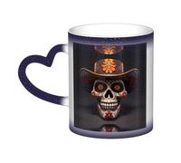 Kingww Tazza magica con teschio messicano di Halloween, 325 ml, reattiva al calore, un'esperienza di bevande che cambia colore con la temperatura