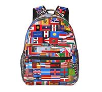 Kingww Vari zaini con bandiere per escursionismo, zaini alla moda per la scuola, zaini leggeri e casual per laptop, tutti resistenti all'acqua., Nero , Taglia unica