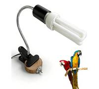 KINGYEENUO Kit Completo Lampada per Gabbia di Uccelli 2.4% UVB UVA E27 20W | Lampada a Morsetto con Pannello in Legno, Lampadina Fluorescente Compatta E27 Luce UVB Tutti i Tipi di Uccelli in Cattività