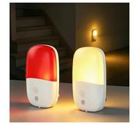 KINGYEENUO Luce Notturna Rossa 670nm per Dormire + Bianco Caldo 2500K | Luce Notturna a Spina con Sensore Crepuscolare, Lampada LED Rossa Dimmerabile per Camera Neonato Bagno Corridoio, 2 Pezzi
