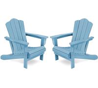 KINGYES Adirondack - Set di 2 sedie pieghevoli Adirondack in HDPE, per tutte le stagioni, colore: azzurro