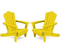 KINGYES Adirondack - Set di 2 sedie pieghevoli Adirondack, in HDPE, per tutte le stagioni, colore: giallo