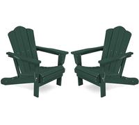 KINGYES Adirondack - Set di 2 sedie pieghevoli Adirondack, in HDPE, per tutte le stagioni, colore: verde