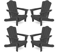 KINGYES Adirondack - Set di 4 sedie pieghevoli Adirondack, in HDPE, per tutte le stagioni, colore: grigio