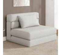 KINGYES Divano letto pieghevole 4 in 1, moderno, pieghevole, con cuscino per la schiena, sedia trasformabile per adulti, beige