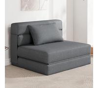 KINGYES Divano letto pieghevole 4 in 1, moderno, pieghevole, con cuscino per la schiena, sedia trasformabile per adulti, grigio