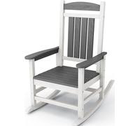 KINGYES Sedie a dondolo in HDPE per esterni, sedie a dondolo da patio con supporto da 150 kg, dondolo liscio per veranda, prato, cortile, grigio bianco