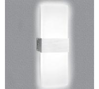 KingYH 12W Applique Led da Parete Interno Bianco Freddo Up Down Interni | 6000K Moderno Lampada da Parete Acrilico Applique a Muro con Filo de Terra per Camera Soggiorno Corridoio Scale