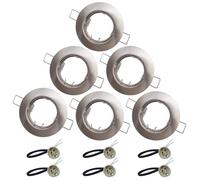 KingYH 6 Pezzi Tondo LED Portafaretto da Incasso GU10 Cornici da Incasso Non Orientabile con portalampada per LED Faretto da Soffitto GU10 e MR16 Lampada Alogena Colore Argento
