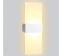KingYH Applique Led da Parete Interno 12W Moderno Lampada da Parete Bianco Caldo 3000K Up Down Interni Illuminazione Acrilico Applique a Muro con Filo de Terra per Camera Soggiorno Corridoio Scale