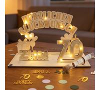 KingYH Libro Degli Ospiti 70 Compleanno Regali in Denaro Donna Uomo con Catena Luminosa LED 3M e Provette e Decorazioni per il 70° Coriandoli Verdi per Matrimoni Feste Decorazioni Anniversari