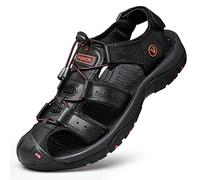KINHA Sandali da uomo in pelle sandali classici estivi da uomo sandali morbidi e confortevoli sandali da spiaggia uomo scarpe di grandi dimensioni 38-47, Nero , 50 EU