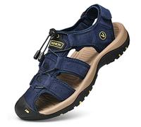 KINHA Sandali in pelle da uomo estivi classici sandali da esterno morbidi e comodi sandali da spiaggia pantofole scarpe da uomo di grandi dimensioni 38-47