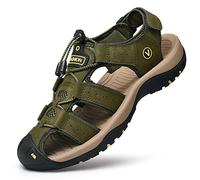 KINHA Sandali in pelle da uomo estivi classici sandali da esterno morbidi e comodi sandali da spiaggia pantofole scarpe da uomo di grandi dimensioni 38-47