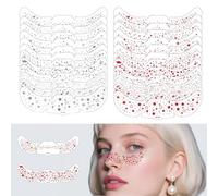 KINHARD 24 Pezzi Glitter Freckles Tattoo, Impermeabile Resistente Sudore | Lentiggini Glitter, Delicato per Pelle, Rosso, Argento, 4 Motivi Trend - Cuori, Stelle, Farfalle - Facile per Feste Halloween