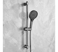 Kinhoou Set di asta doccia con doccetta, asta doccia da 65 cm, regolabile in altezza, con soffione da 13 cm, 3 tipi di getto, tubo doccia da 1,5 m e supporto girevole a 360°, in acciaio inox, per