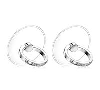 Kinizuxi Supporto per dita per smartphone, 2 pezzi, con diamanti glitterati, rotazione a 360 gradi, compatibile con tutti gli smartphone per iPhone, tablet e custodie (argento)