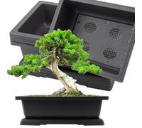 KINJOEK 3 vasi per bonsai da 35,5 cm, in plastica, con vassoi di drenaggio, vasi rettangolari per bonsai per giardino, interni, decorazione per la casa