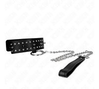 Kink - collana con guinzaglio 65 cm con borchie in argento modello 1 regolabile 36-43 cm x 5 cm