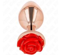 Kink - plug anale in oro rosa con rosa rossa l