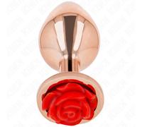 Kink - plug anale in oro rosa con rosa rossa m