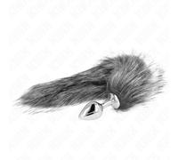 Kink - plug anale misura m 8 x 3,5 cm con coda sintetica 40 cm grigio