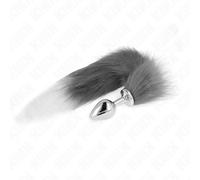 Kink - plug anale misura m 8 x 3,5 cm con coda sintetica 40 cm grigio e bianco
