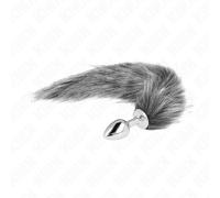 Kink - plug anale taglia s 7 x 3 cm con coda sintetica 40 cm grigio