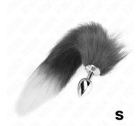 Kink - plug anale taglia s 7 x 3 cm con coda sintetica 40 cm grigio e bianco
